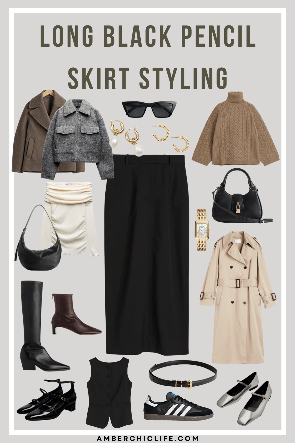 How to Style Long Black Pencil Skirt Outfit in 2024