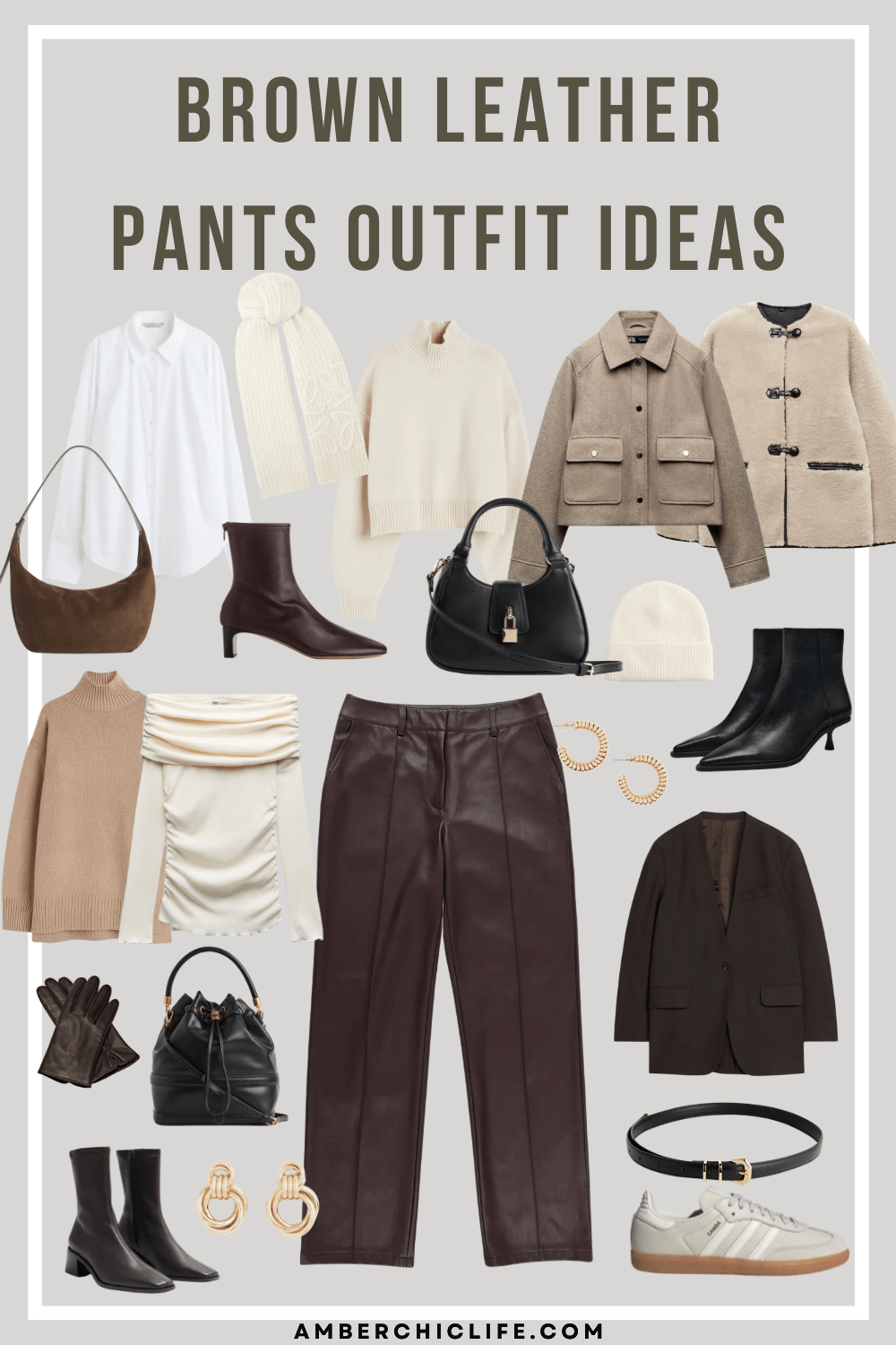 outfit ideas with brown leather pants 🤎🐻 follow @jenniesuk for more inspo  • • #leatherpants #brownleather #outfitinspo #discov