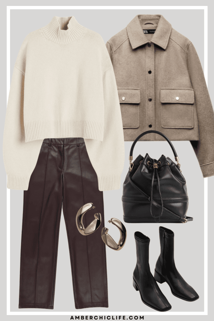 Dark Brown Leather Pants Outfits For Women (20 ideas & outfits)