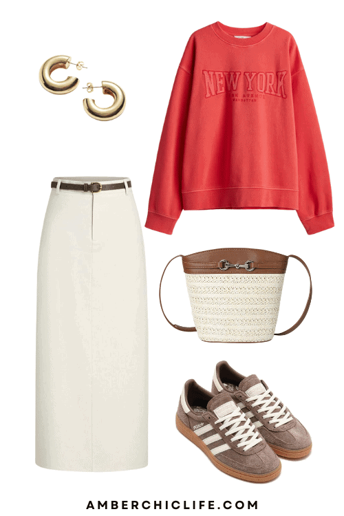 white linen skirt outfit