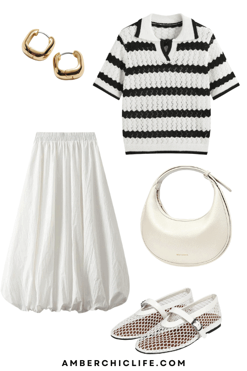 white bubble skirt outfit