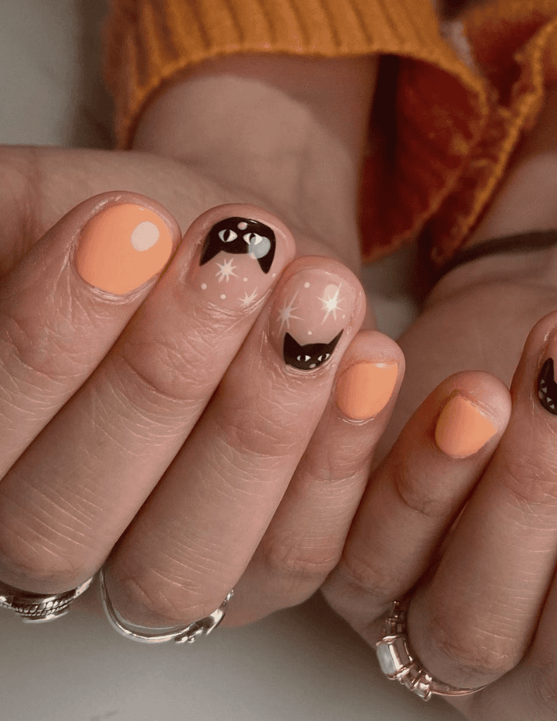 cat halloween nails