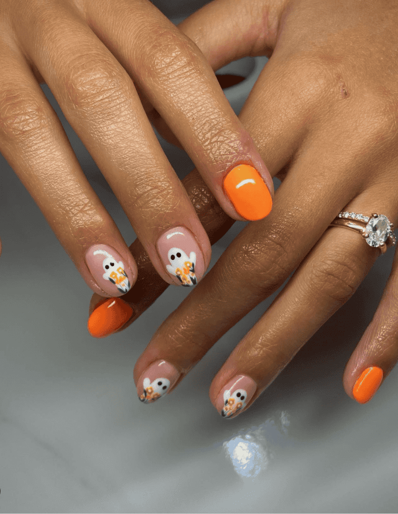 orange halloween nails