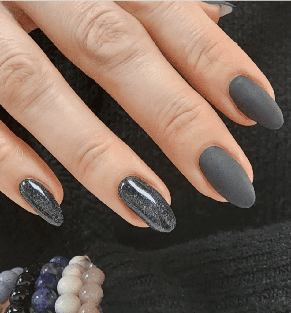 black matte nail decor