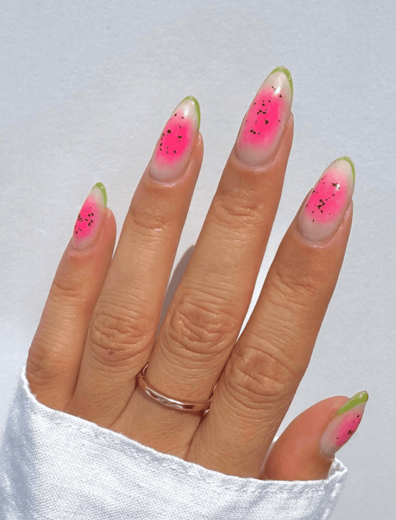 hot pink aura nails